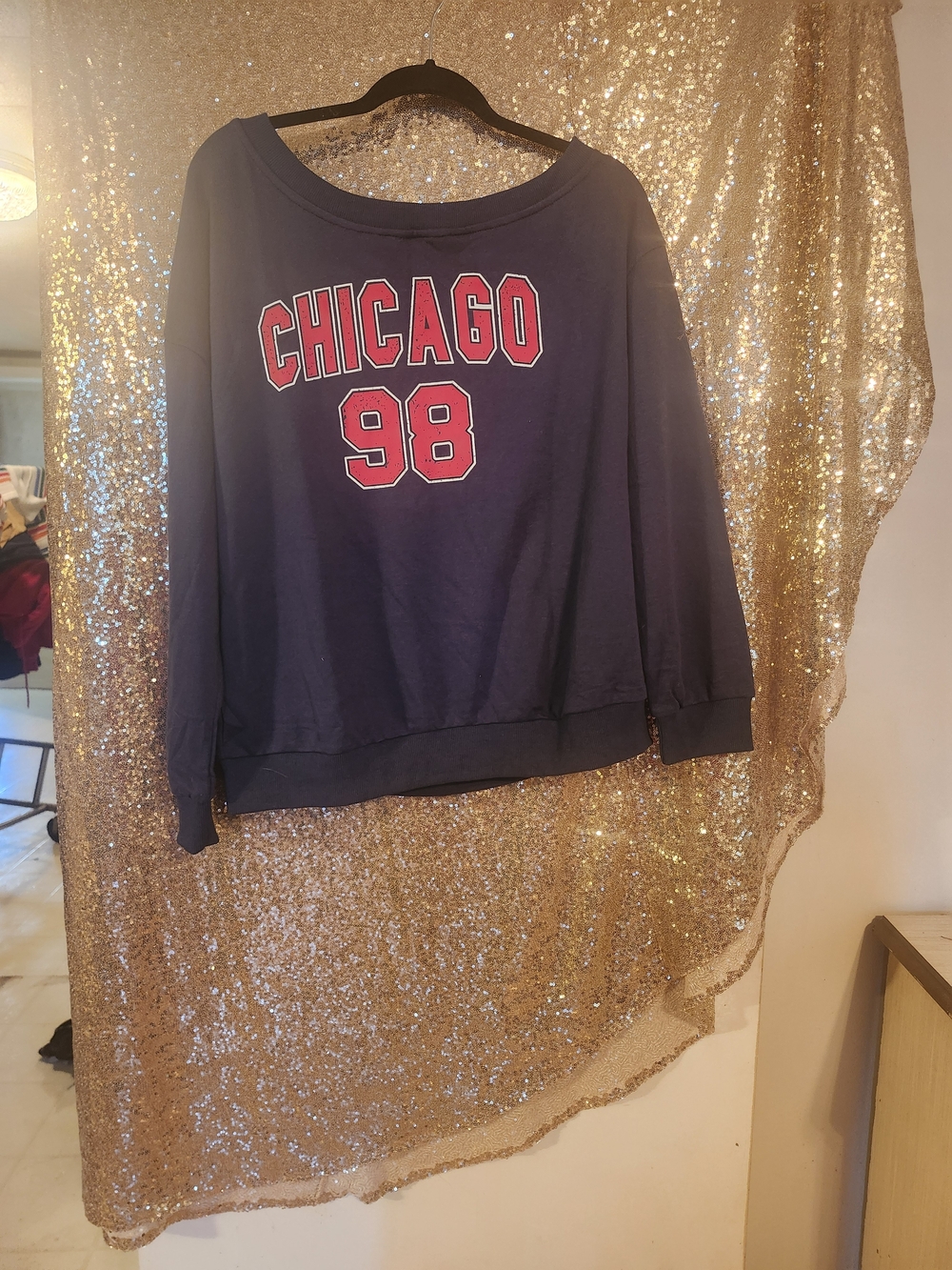Womens Navy Chicago 98 Graphic Sweatshirt